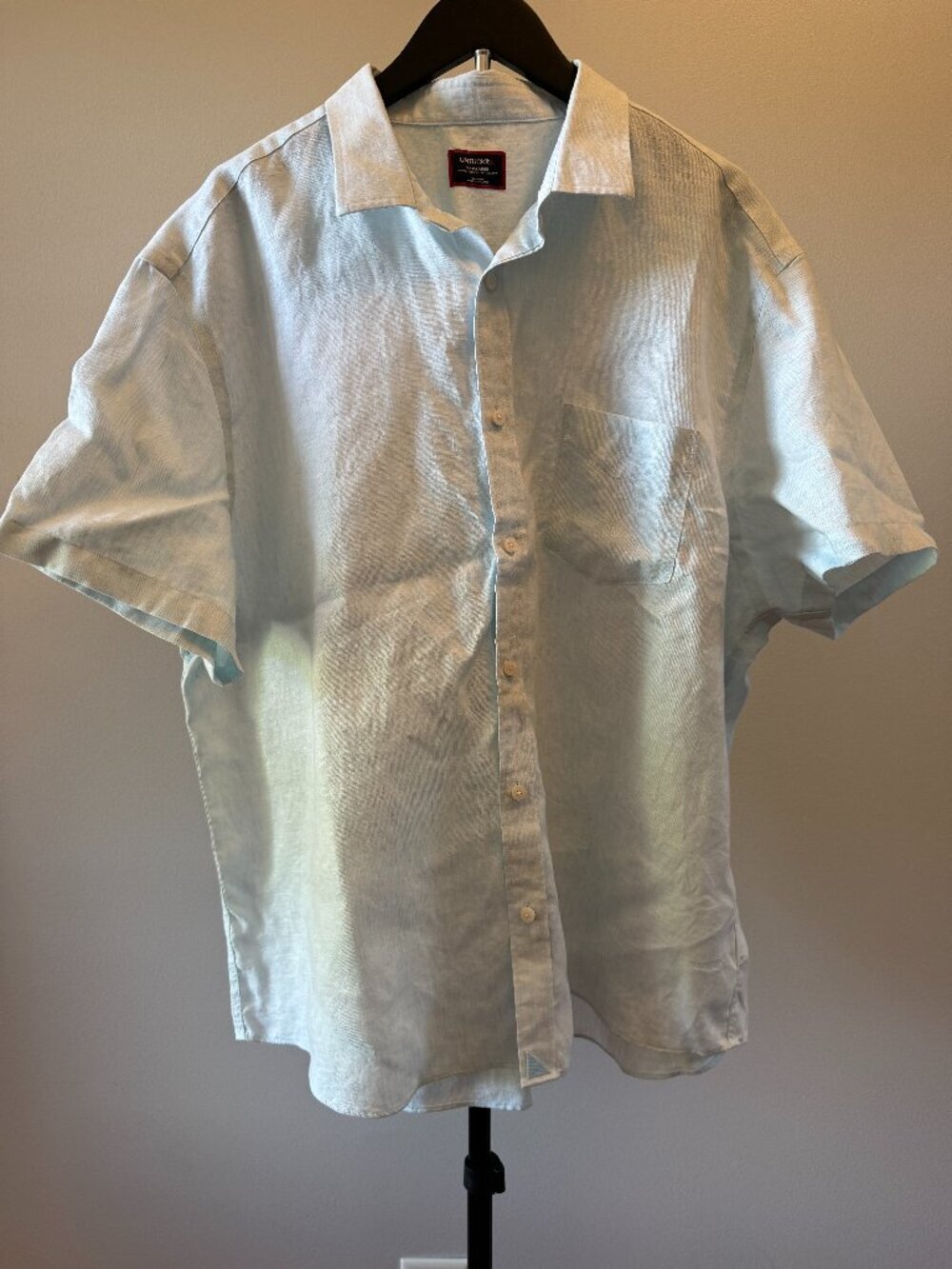 UNTUCKit Men's Light Blue Short Sleeve Linen Shirt Size 3XL